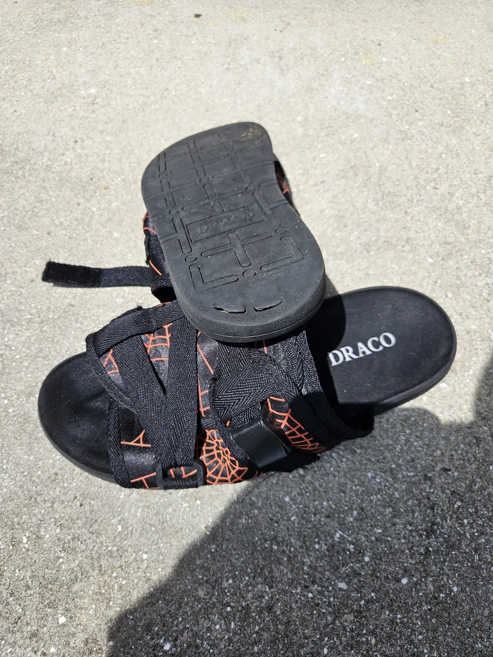 Draco Black And Orange Reflective Slides Sandals Men's Size 11-12 Pre-owned